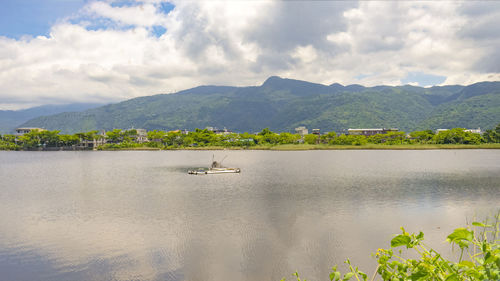 Scenic view of lake against sky