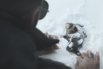 Portrait of people in snow