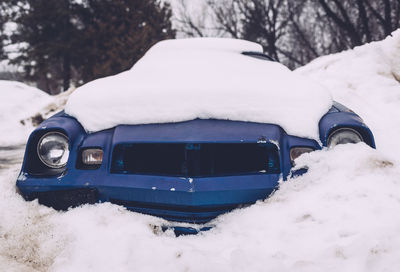 Vintage car on snowfield