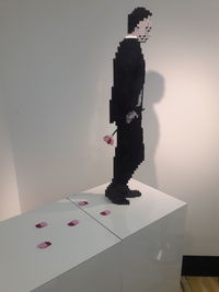 Close-up of white stack on table