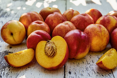 High angle view of fruits on table