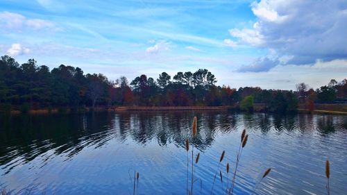 Scenic view of lake against sky