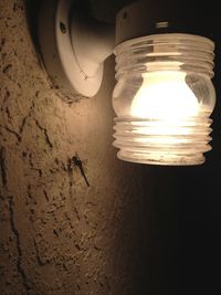 Low angle view of illuminated light bulb