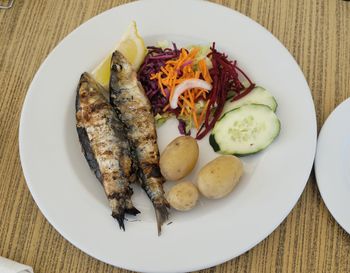 Close-up of served food in plate