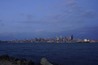 Seattle skyline at dusk from west seattle