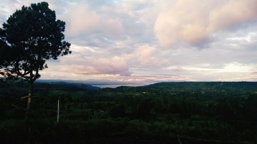 Scenic view of landscape against sky during sunset