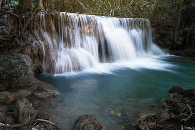 Scenic view of waterfall in forest