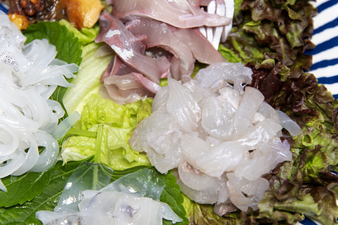 food and drink, food, freshness, dish, healthy eating, wellbeing, no people, flower, high angle view, cuisine, close-up, seafood, vegetable, still life, indoors, raw food