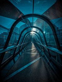 Empty footbridge in tunnel