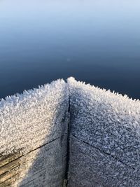 High angle view of snow on land