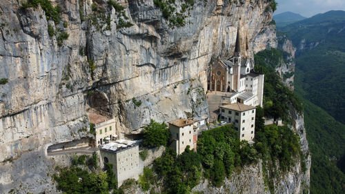 Low angle view of rock formations