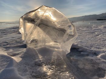 Close-up of frozen sea during winter