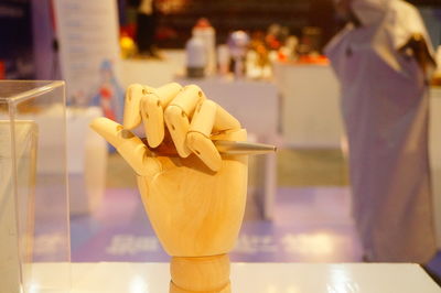 Close-up of ice cream on table in restaurant