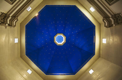 Low angle view of blue ceiling