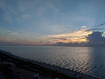 Scenic view of sea against sky at sunset