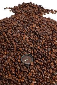 High angle view of coffee beans