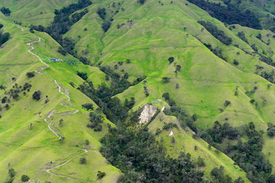 Scenic view of cocora valley against cloudy sky