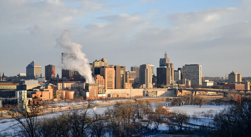 City skyline in winter