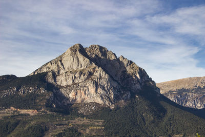 Rock formations on landscape against sky