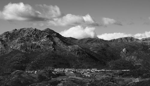 Scenic view of mountains against sky
