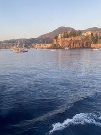 Scenic view of sea against clear sky