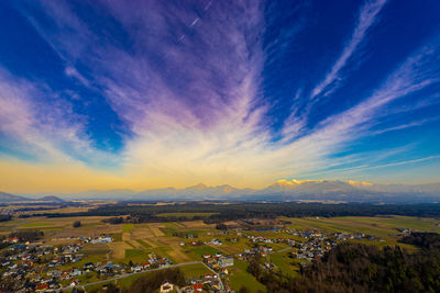 High angle view of townscape against sky