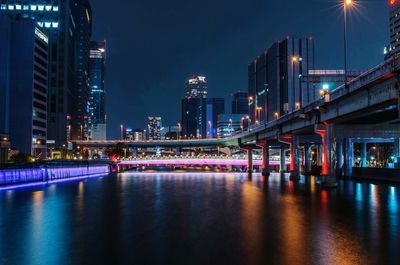 Illuminated city at night