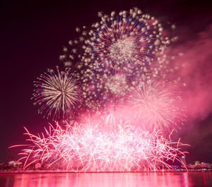 Firework display at night