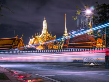 Light trails on city street