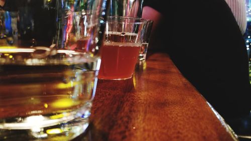 Close-up of beer on table