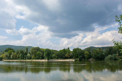 Scenic view of lake against sky