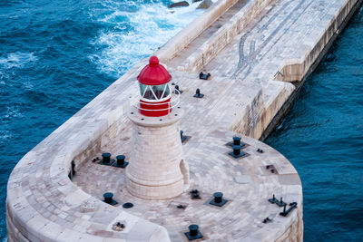 High angle view of boat in sea