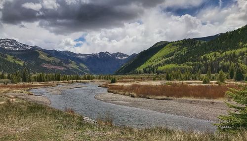 Scenic view of mountains against sky