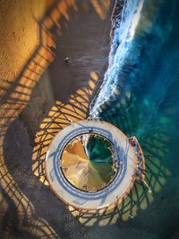 High angle view of water on beach