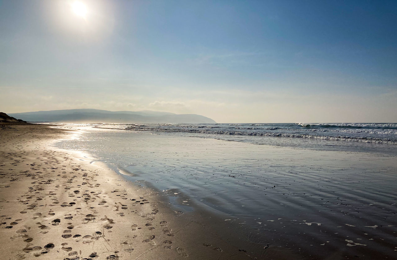 SCENIC VIEW OF SEA AGAINST BRIGHT SUN