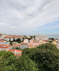 High angle view of townscape against sky