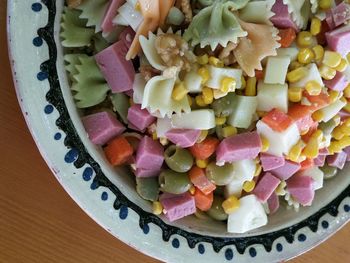 High angle view of food in plate