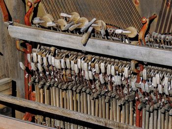 Close-up of piano hammers