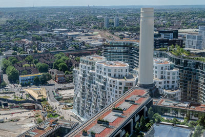 High angle view of buildings in city