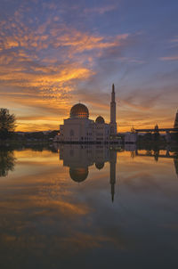 View of mosque at sunset