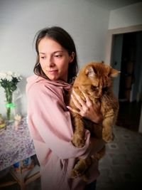 Portrait of woman with dog