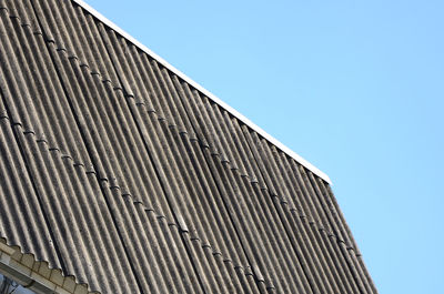 Low angle view of modern building against clear sky