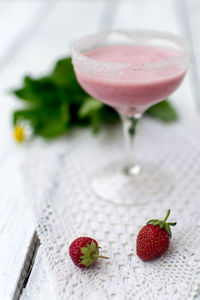 Close-up of strawberry on table