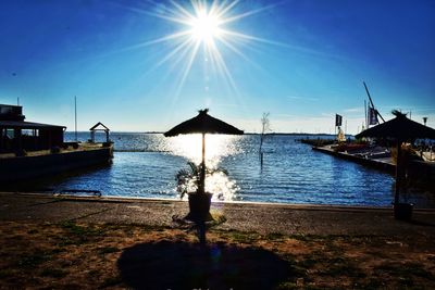 Scenic view of sea against sky on sunny day