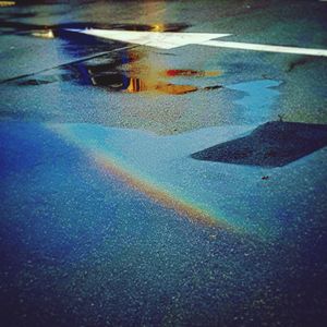 High angle view of wet road in rain