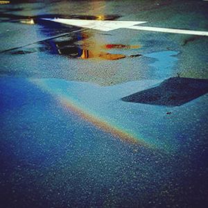 High angle view of wet road in rain