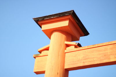 Low angle view of built structure against clear blue sky