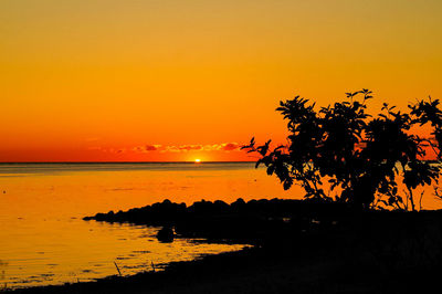 Scenic view of sea at sunset