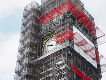 Low angle view of clock tower against sky