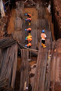 High angle view of construction site